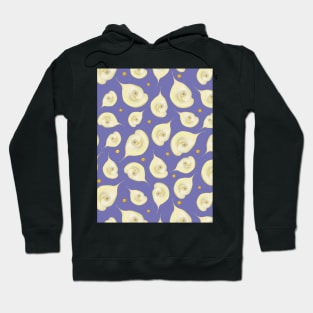 Delicate Flower Pattern Very Peri Background Hoodie